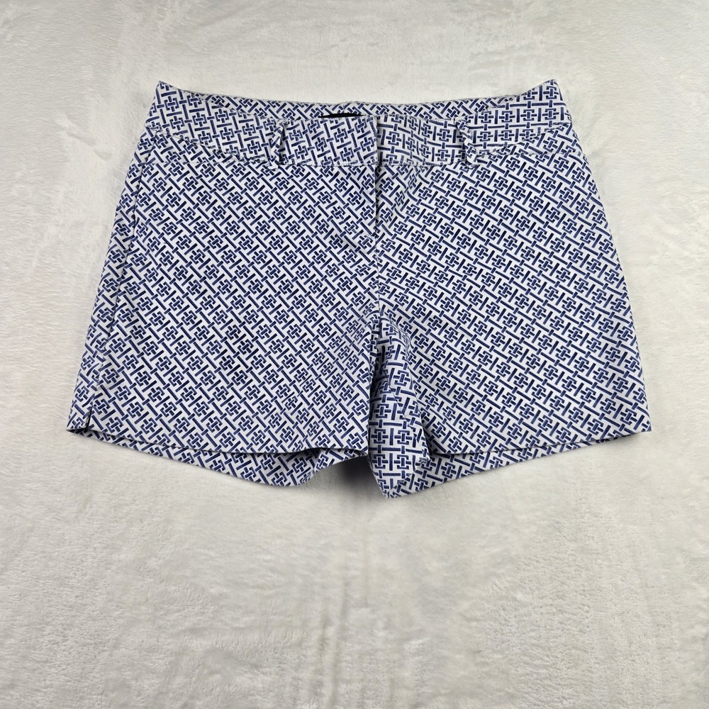 The Limited Women's White and Blue Chino Shorts Size 10‎ Geometric Pattern